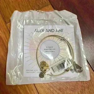 Alex and Ani | Brand new light pink amethyst crystal bronze bracelet